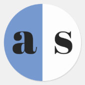 Elegant blue initialen bruiloft ronde sticker (Voorkant)