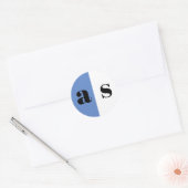 Elegant blue initialen bruiloft ronde sticker (Envelop)