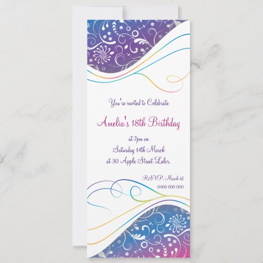 Elegant Blue Invitation Kaart (Achterkant)