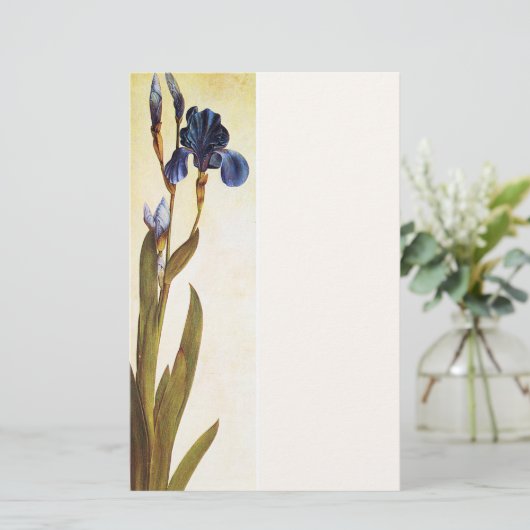 ELEGANT BLUE IRIS Floral Briefpapier (Staand voorkant)