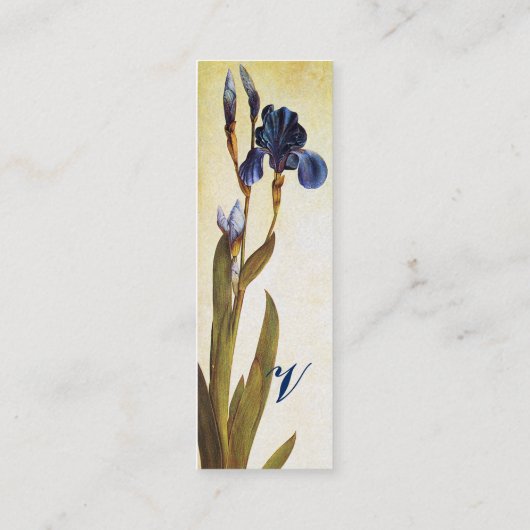 ELEGANT BLUE IRIS-monogram Mini Visitekaartje (Achterkant)