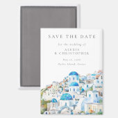Elegant Blue Italian Skyline Wedding Save the Date Magneet (Voorkant / Achterkant)