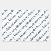 Elegant Blue Ivory Merry kerst Inpakpapier Vel (Voorkant)