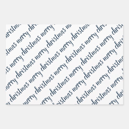 Elegant Blue Ivory Merry kerst Inpakpapier Vel (Voorkant)