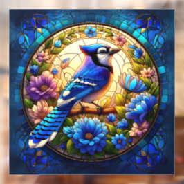 Elegant Blue Jay Glas in lood Window Cling Raamsticker