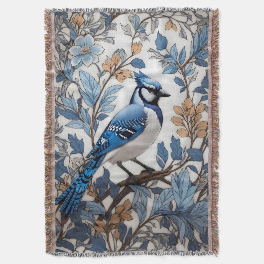 Elegant Blue Jay William Morris geïnspireerd Deken (Voorkant Verticaal)