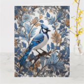 Elegant Blue Jay William Morris geïnspireerd Kaart (Gele Bloem)
