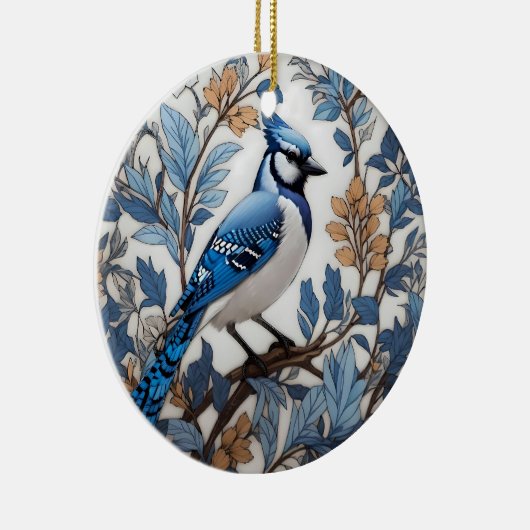 Elegant Blue Jay William Morris geïnspireerd Keramisch Ornament (Rechts)