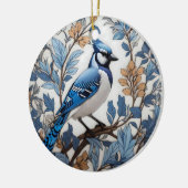 Elegant Blue Jay William Morris geïnspireerd Keramisch Ornament (Links)