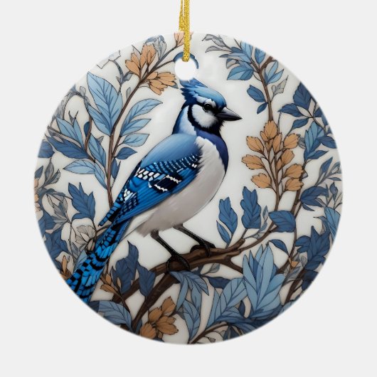 Elegant Blue Jay William Morris geïnspireerd Keramisch Ornament (Achterkant)