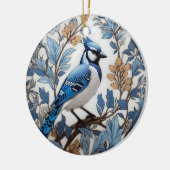 Elegant Blue Jay William Morris geïnspireerd Keramisch Ornament (Links)