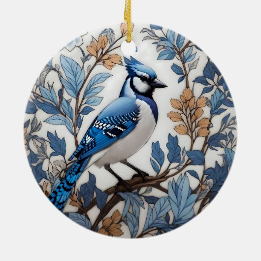 Elegant Blue Jay William Morris geïnspireerd Keramisch Ornament (Achterkant)