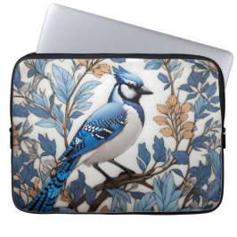 Elegant Blue Jay William Morris geïnspireerd Laptop Sleeve