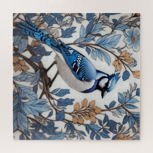 Elegant Blue Jay William Morris geïnspireerd Legpuzzel (Horizontaal)
