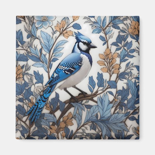 Elegant Blue Jay William Morris geïnspireerd Magneet (Voorkant)