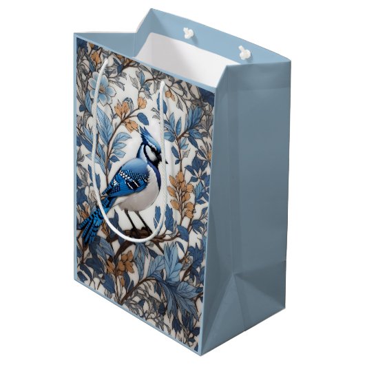 Elegant Blue Jay William Morris geïnspireerd Medium Cadeauzakje (Achterkant Gekanteld)