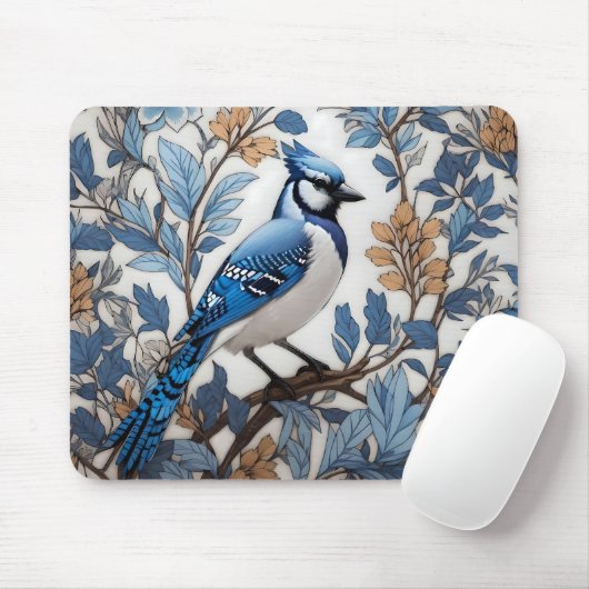 Elegant Blue Jay William Morris geïnspireerd Muismat (Met muis)