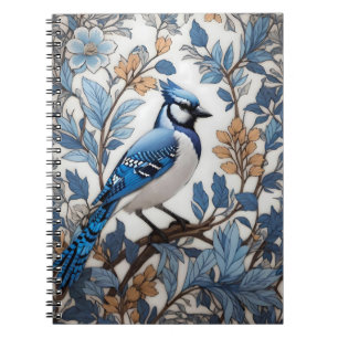 Elegant Blue Jay William Morris geïnspireerd Notitieboek