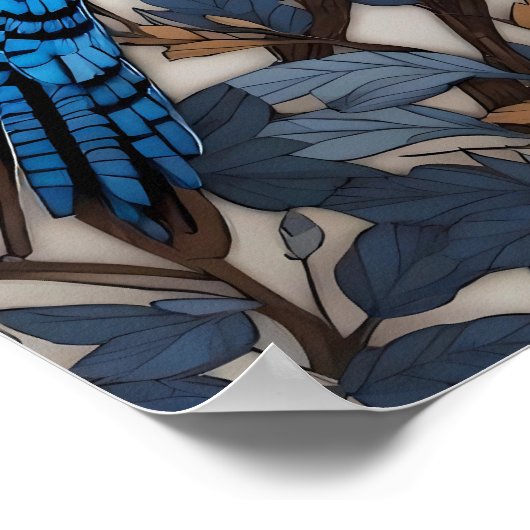 Elegant Blue Jay William Morris geïnspireerd Poster (Hoek)