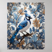 Elegant Blue Jay William Morris geïnspireerd Poster (Voorkant)