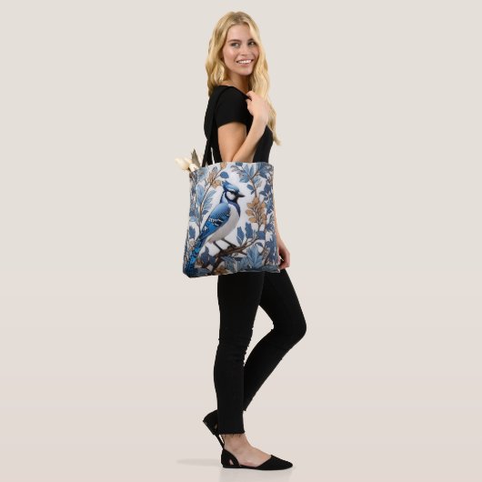 Elegant Blue Jay William Morris geïnspireerd Tote Bag (Op model)