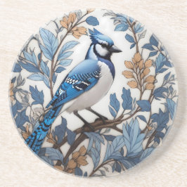 Elegant Blue Jay William Morris geïnspireerd Zandsteen Onderzetter