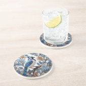 Elegant Blue Jay William Morris geïnspireerd Zandsteen Onderzetter (Zijkant)