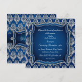 Elegant blue jewel demast elke uitnodiging (Voorkant / Achterkant)
