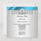 Elegant Blue Jewel diamant Silver Birthday Party Kaart (Achterkant)