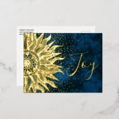 Elegant Blue Joy Boho Sun Mandala Kerstmis Gold Folie Feestdagen Briefkaart (Voorkant / Achterkant)