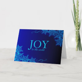 Elegant Blue Joy Snowflake Folded Holiday Card Feestdagen Kaart