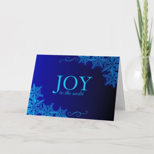 Elegant Blue Joy Snowflake Folded Holiday Card Feestdagen Kaart (Voorkant)