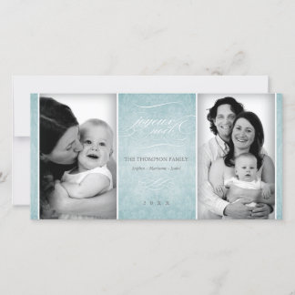 Elegant Blue "Joyeux Noël" fotokaart Feestdagenkaart