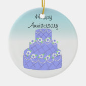 Elegant Blue Jubileum Cake Keramisch Ornament (Voorkant)