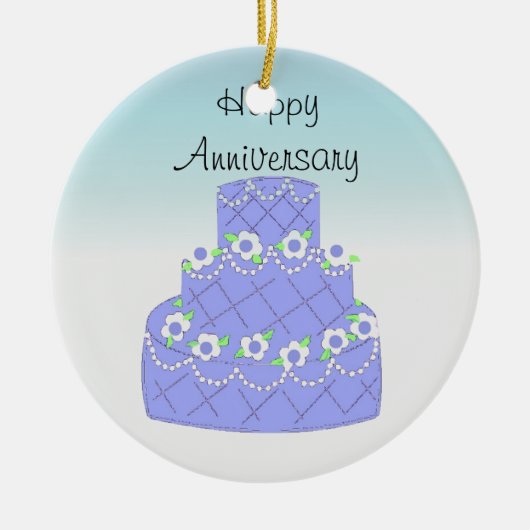 Elegant Blue Jubileum Cake Keramisch Ornament (Voorkant)