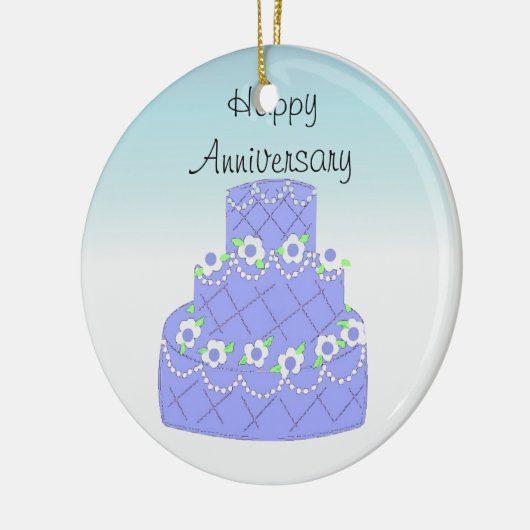Elegant Blue Jubileum Cake Keramisch Ornament (Links)