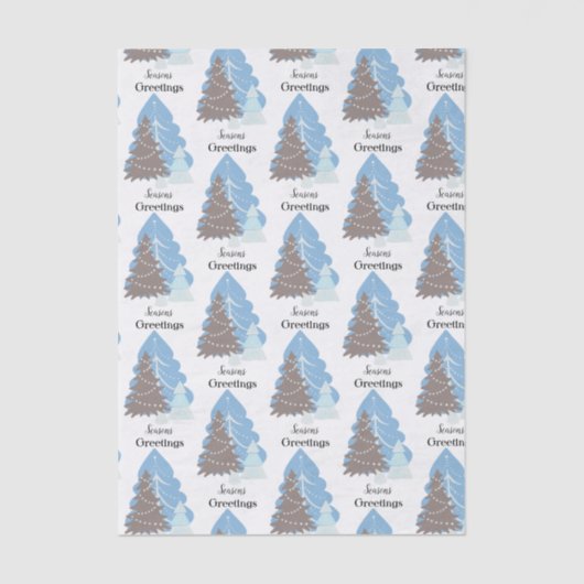 Elegant Blue Kerstbomen Holiday Kerstmis Tissuepapier (Voorkant)