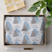 Elegant Blue Kerstbomen Holiday Kerstmis Tissuepapier (Geschenk)