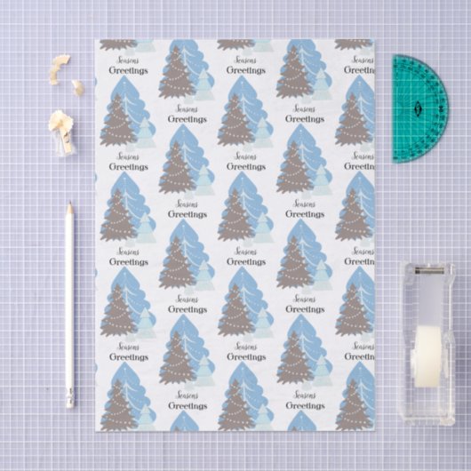 Elegant Blue Kerstbomen Holiday Kerstmis Tissuepapier (Craft)