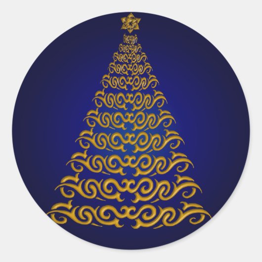 Elegant Blue Kerstbomen Stickers (Voorkant)