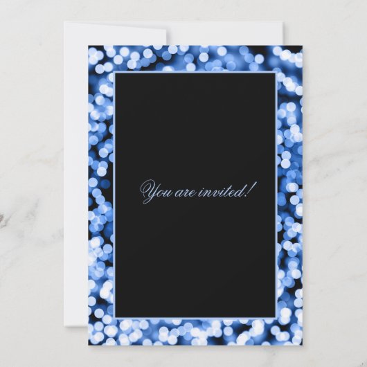Elegant Blue-kerstfeest met lampjes-feestdag Kaart (Achterkant)