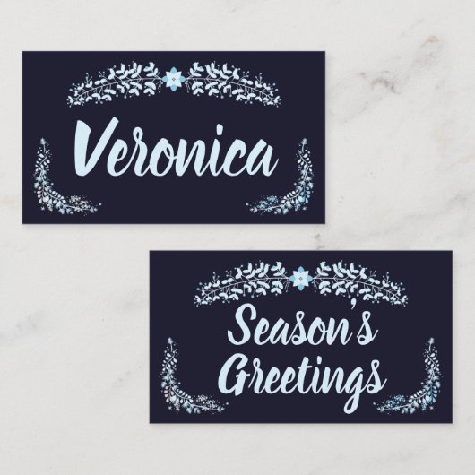 Elegant Blue Kerstmis Plaatskaartje (Voorkant / Achterkant)