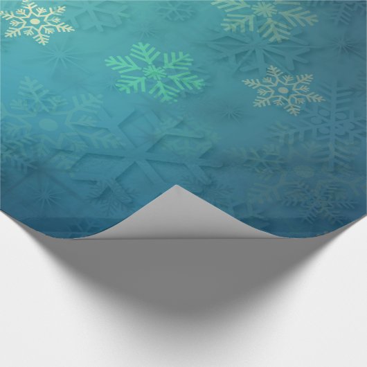Elegant Blue Kerstmis Snowflake Patroon Cadeaupapier (Hoek)