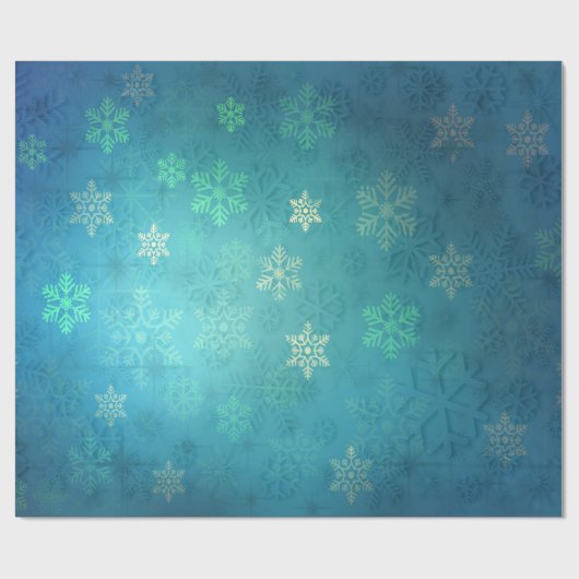 Elegant Blue Kerstmis Snowflake Patroon Cadeaupapier (Vlak)