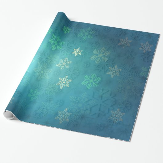 Elegant Blue Kerstmis Snowflake Patroon Cadeaupapier (Uitgerold)