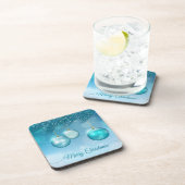 Elegant Blue Kerstsierents | Onderzetter (Rechterzijde)