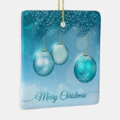 Elegant Blue Kerstsierents | Versiering Keramisch Ornament (Rechts)