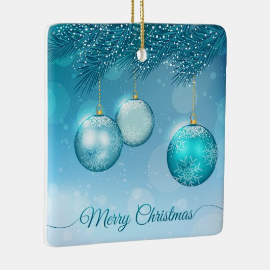 Elegant Blue Kerstsierents | Versiering Keramisch Ornament (Rechts)