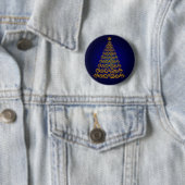 Elegant Blue KerstTree-Button Ronde Button 5,7 Cm (In situ)