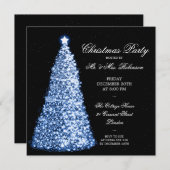 Elegant Blue KerstTree-feestdag Kaart (Voorkant / Achterkant)